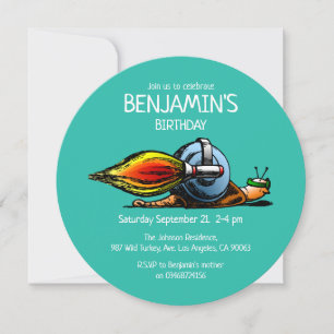 Invitación de cumpleaños del caracol cohete