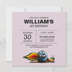 Invitación de cumpleaños del caracol cohete