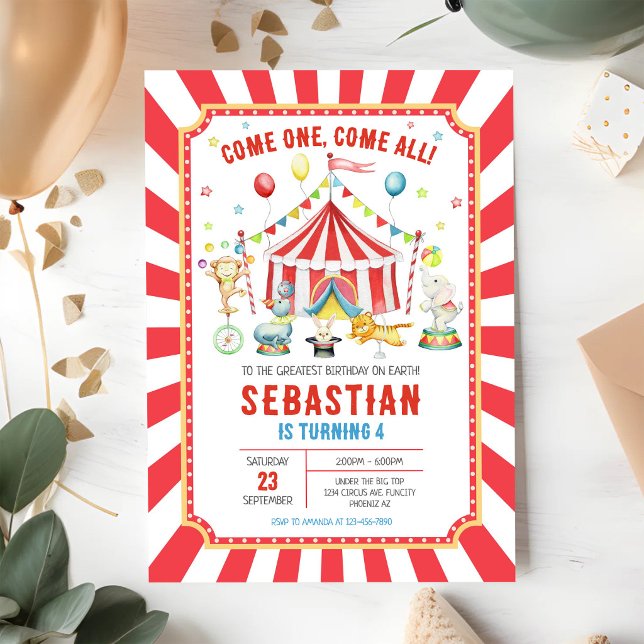 Invitación de cumpleaños del Carnaval del Circo (Subido por el creador)