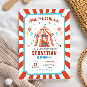 Invitación de cumpleaños del Carnaval del Circo