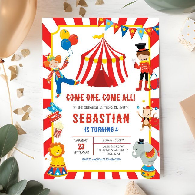 Invitación de cumpleaños del Carnaval del Circo (Subido por el creador)