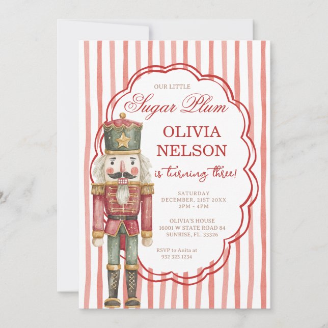 Invitación de cumpleaños del Cascanueces Ballet de (Anverso)