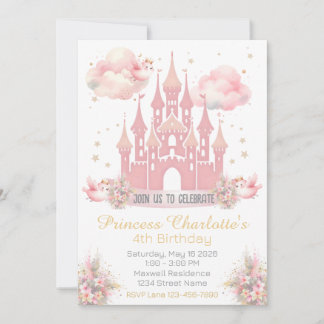 Invitación de cumpleaños del castillo de la prince