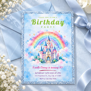 Invitación de cumpleaños del castillo del arcoíris