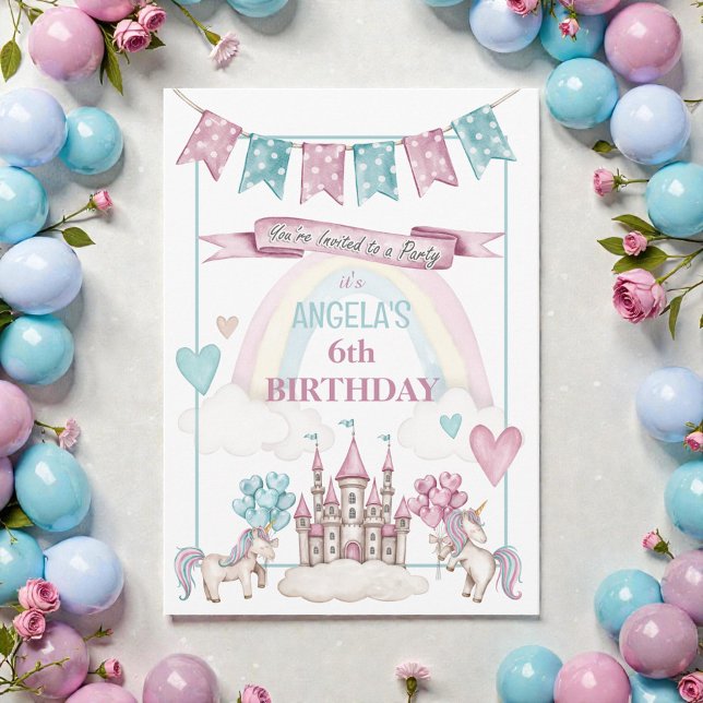Invitación de cumpleaños del castillo del unicorni (Subido por el creador)