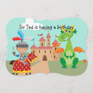Invitación de cumpleaños del castillo y dragón de 