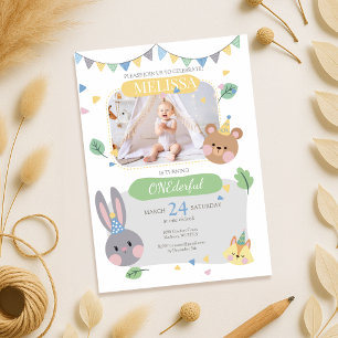 Invitación de cumpleaños del Chica Animal de Woodl