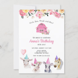 Invitación de cumpleaños del Chica de animales de 