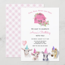 Invitación de cumpleaños del Chica de animales de