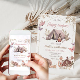 Invitación de cumpleaños del Chica de carpas de ca