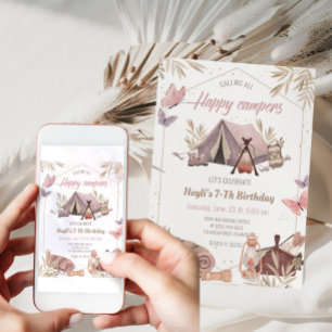 Invitación de cumpleaños del Chica de carpas de ca