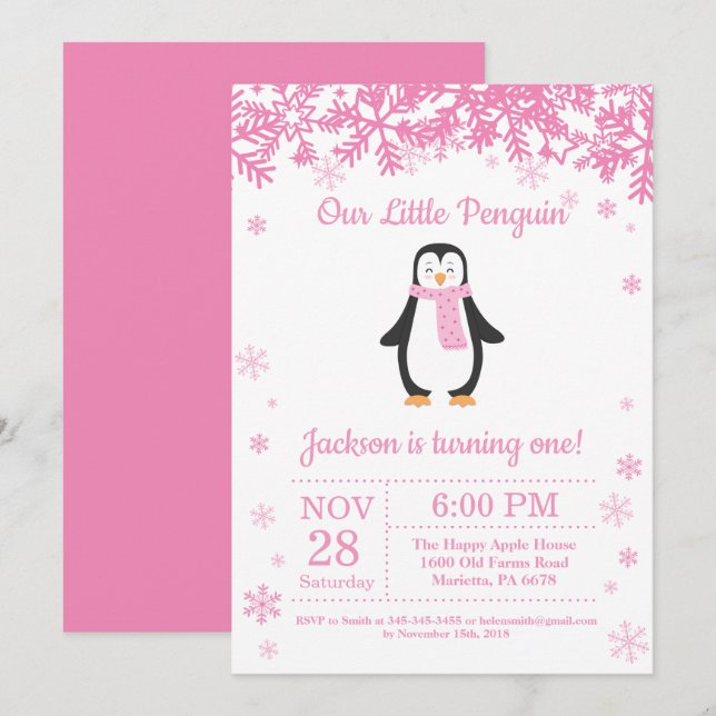 Invitación de cumpleaños del Chica de invierno pin (Anverso / Reverso)