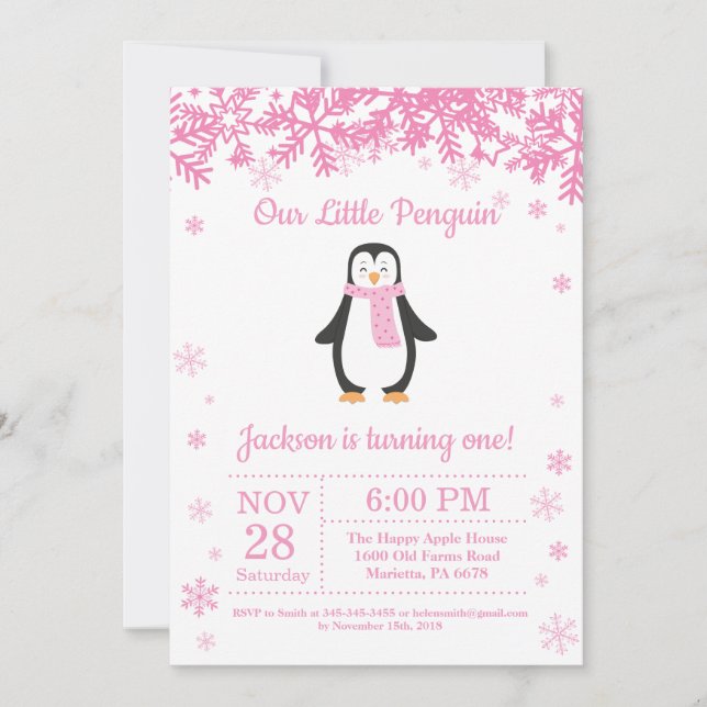 Invitación de cumpleaños del Chica de invierno pin (Anverso)