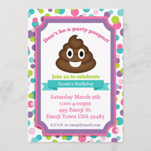 Invitación de cumpleaños del Chica de la Emoji Poo