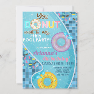 Invitación de cumpleaños del chica de la piscina, 