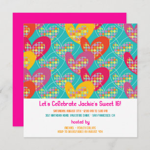 Invitación de cumpleaños del Chica de los corazone