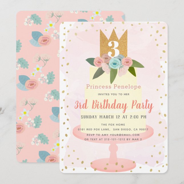 Invitación de cumpleaños del Chica de pastelitos f (Anverso / Reverso)