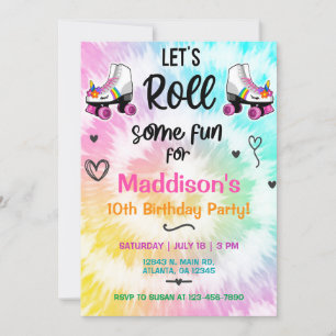 Invitación de cumpleaños del Chica de patinaje sob