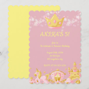 Invitación de cumpleaños del chica de princesa ros