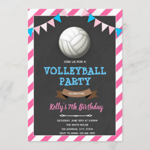 Invitación de cumpleaños del chica de voleibol