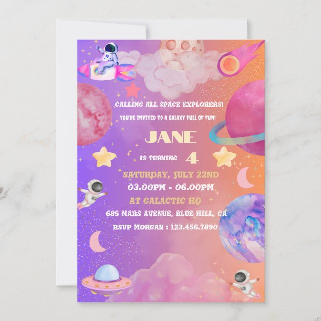 Invitación de cumpleaños del Chica del Explorador  (Anverso)