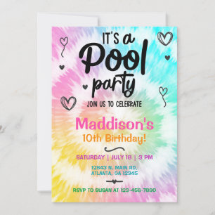 Invitación de cumpleaños del Chica fiesta de TieDy