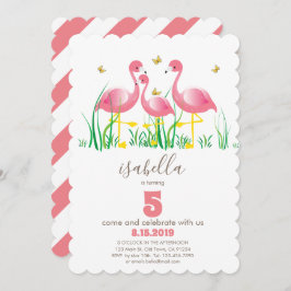 Invitación de cumpleaños del Chica Flamingo Rosado