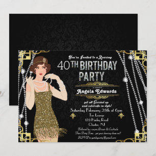Invitación de cumpleaños del Chica Flapper
