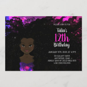 Invitación de cumpleaños del Chica Galaxy   Sombra