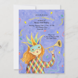 Invitación de cumpleaños del Chica Mardi Gras
