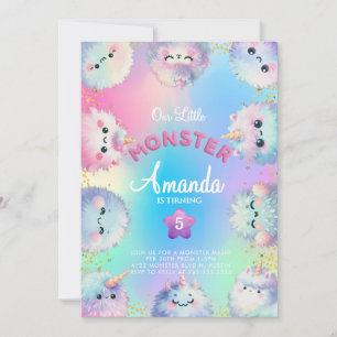 Invitación de cumpleaños del chica monstruo Fluffy