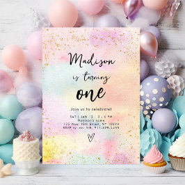 Invitación de cumpleaños del Chica Pastel Rainbow 