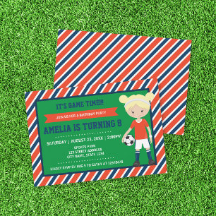 Invitación de cumpleaños del Chica Red Blue Blonde
