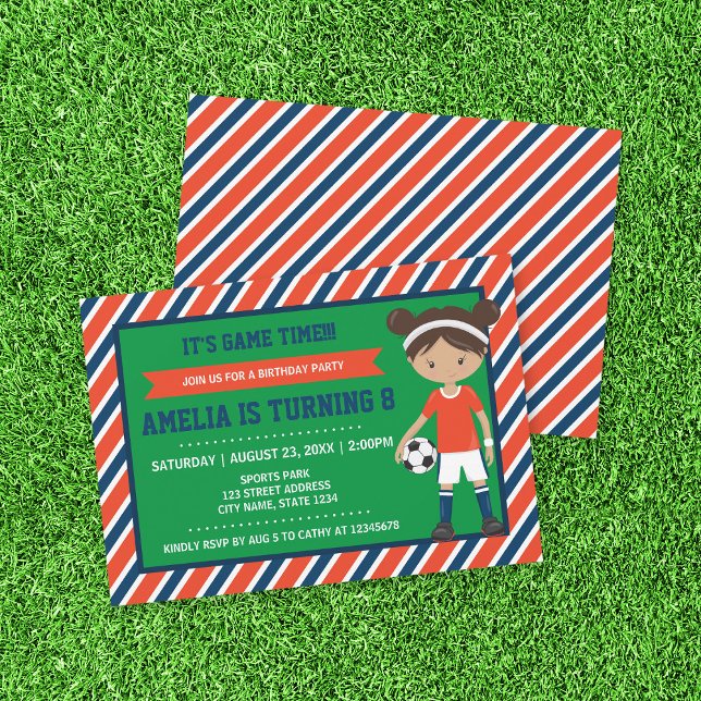 Invitación de cumpleaños del Chica Red Blue Tan (Subido por el creador)