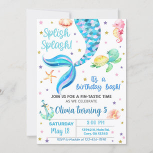 Invitación de cumpleaños del chica Sirena.