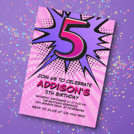 Invitación de cumpleaños del Chica Superhéroe 5º