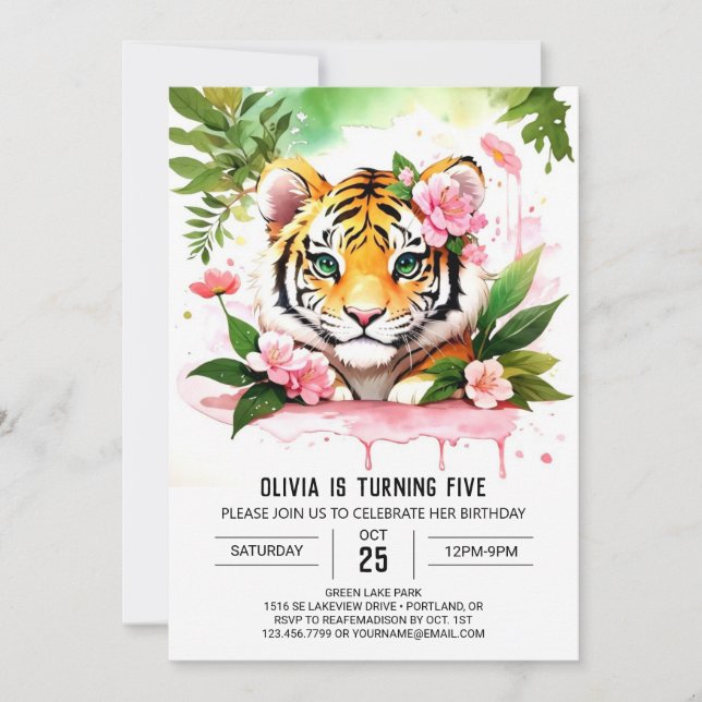 Invitación de cumpleaños del Chica Tigre (Anverso)