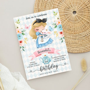 Invitación de cumpleaños del Chica Wonderland Tea
