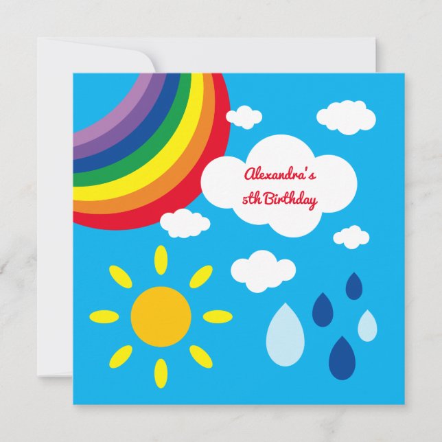 Invitación de cumpleaños del chico del arco iris p (Anverso)