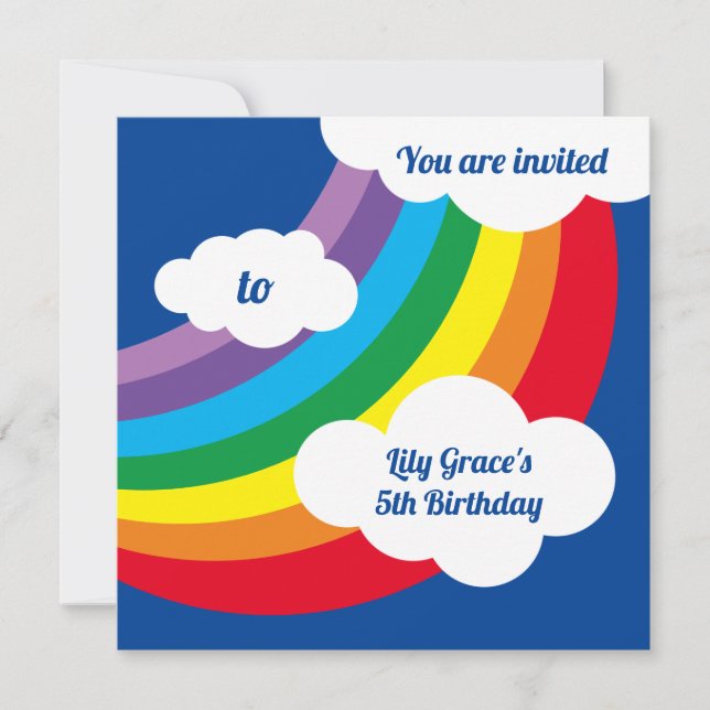 Invitación de cumpleaños del chico del arco iris p (Anverso)