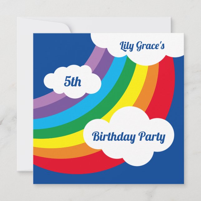 Invitación de cumpleaños del chico del arco iris p (Anverso)