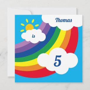 Invitación de cumpleaños del chico del arco iris p