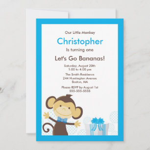 Invitación de cumpleaños del chico mono