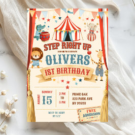 Invitación de cumpleaños del circo Step Right Up
