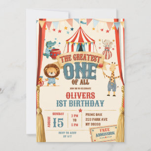 Invitación de cumpleaños del circo The Greatest On
