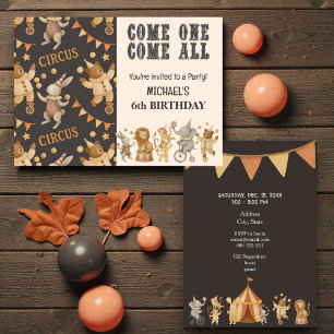 Invitación de cumpleaños del circo vintage caprich