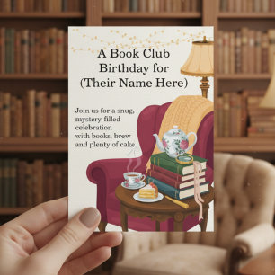 Invitación de cumpleaños del club de lectura de cr