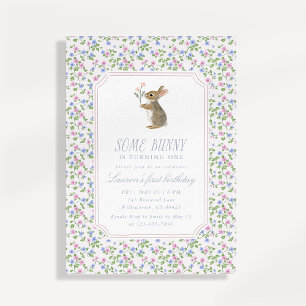 Invitación de cumpleaños del conejito floral Cotta