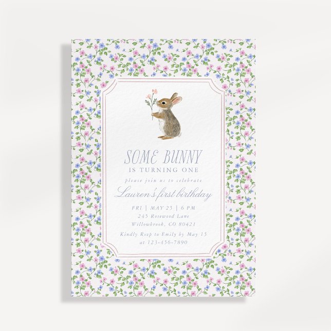 Invitación de cumpleaños del conejito floral Cotta (Subido por el creador)