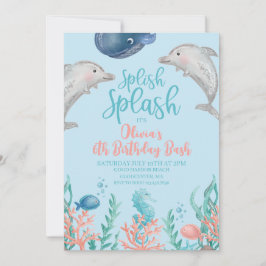 Invitación de cumpleaños del delfín bajo el mar